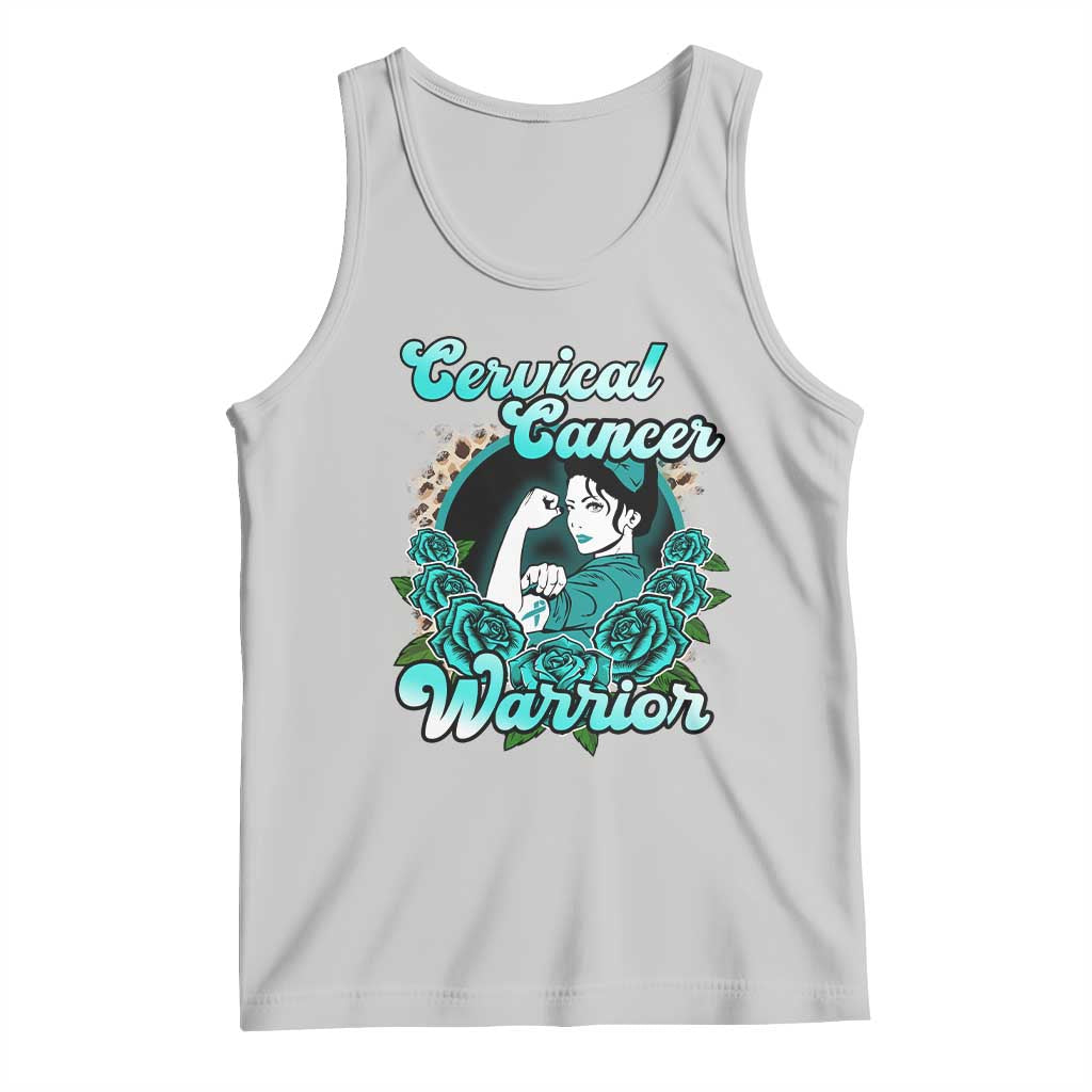 Cervical Cancer Warrior Tank Top Support Squad Survivor Fighter Teal Ribbon
