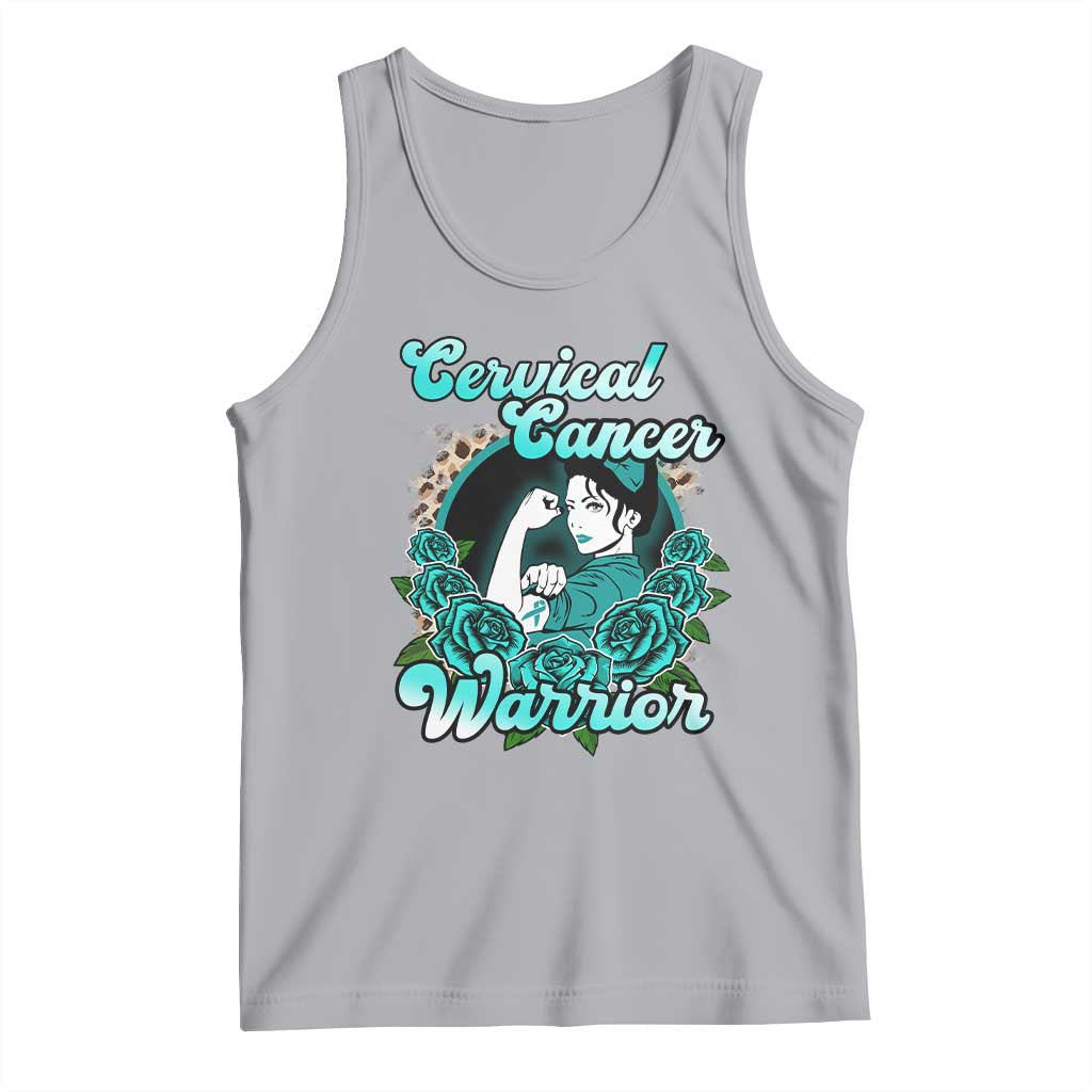 Cervical Cancer Warrior Tank Top Support Squad Survivor Fighter Teal Ribbon