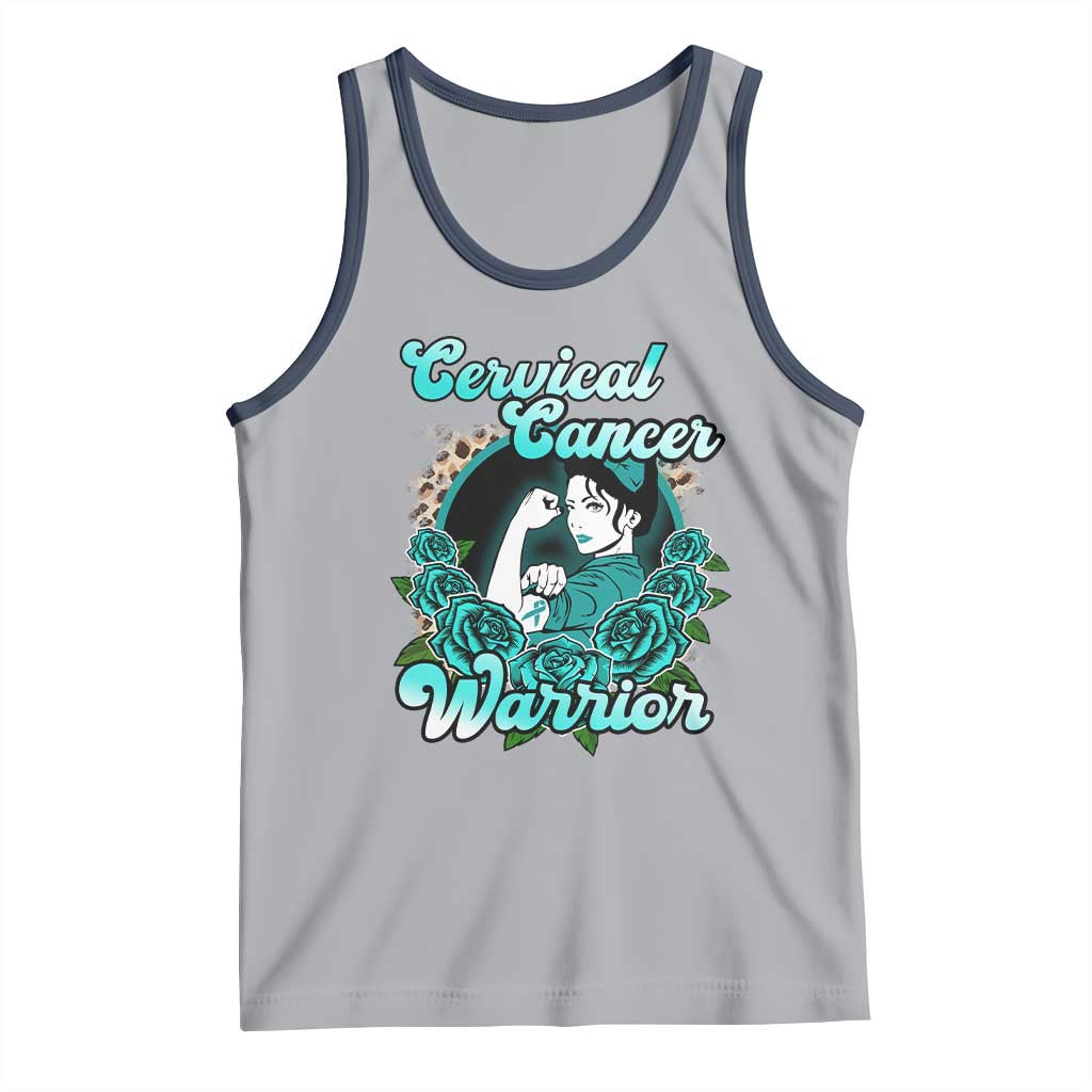 Cervical Cancer Warrior Tank Top Support Squad Survivor Fighter Teal Ribbon