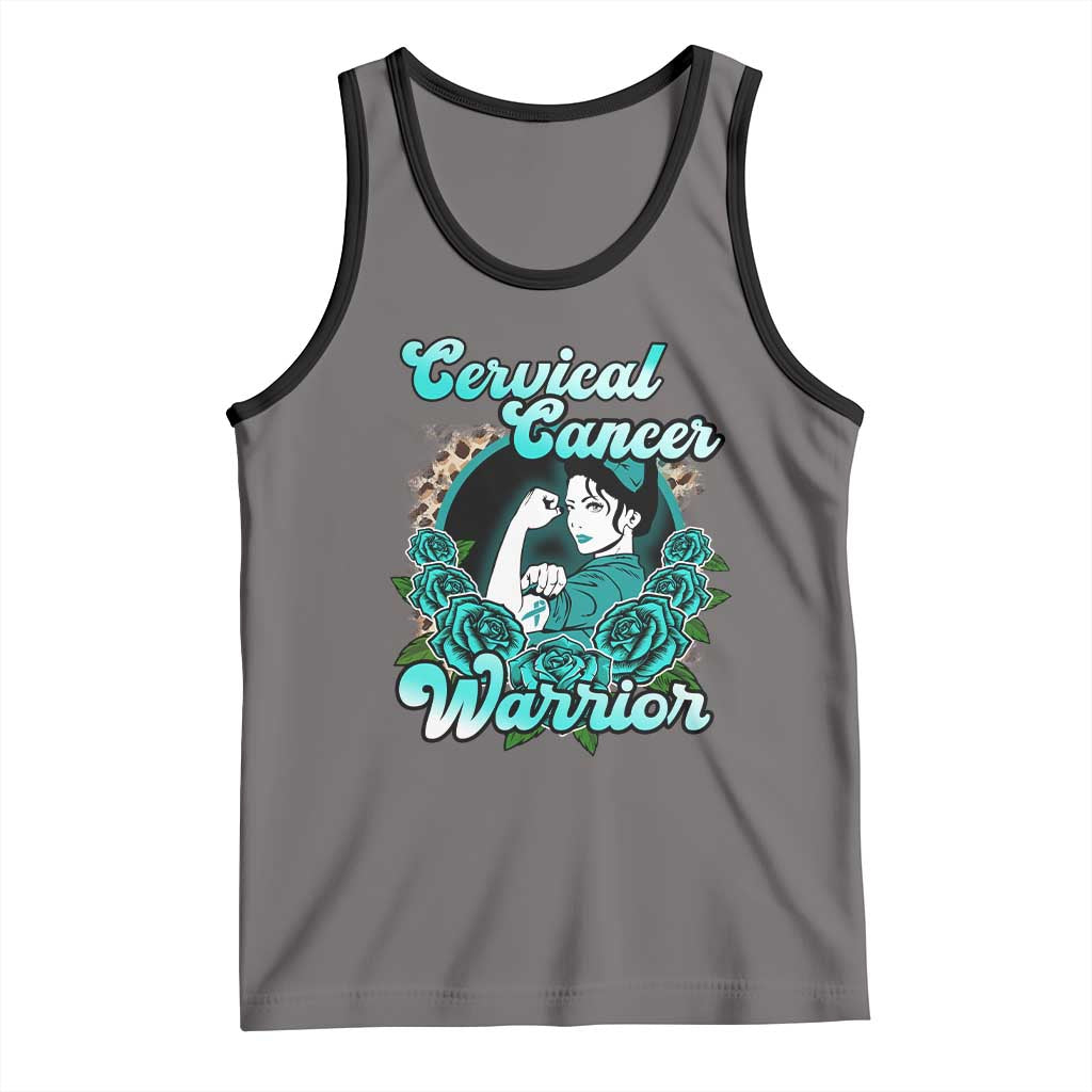 Cervical Cancer Warrior Tank Top Support Squad Survivor Fighter Teal Ribbon