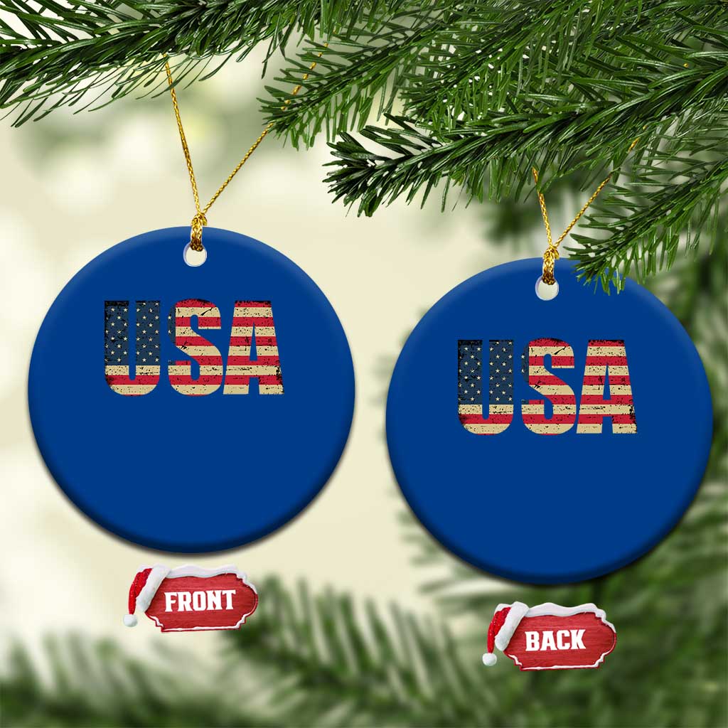 USA American Flag Ceramic Ornament Retro Vintage Patriotic - Wonder Print Shop