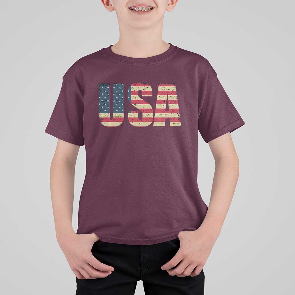 USA American Flag T Shirt For Kid Retro Vintage Patriotic