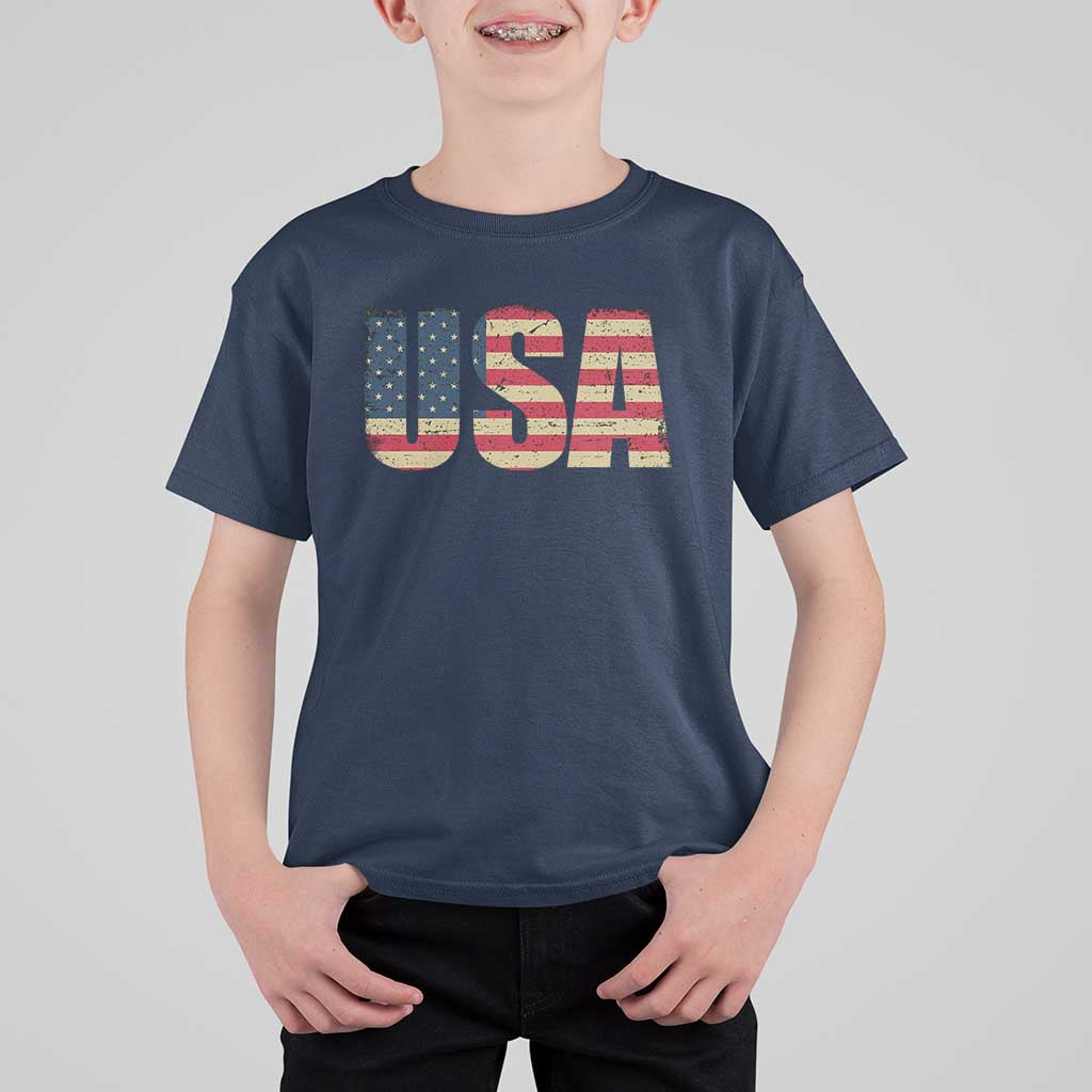 USA American Flag T Shirt For Kid Retro Vintage Patriotic