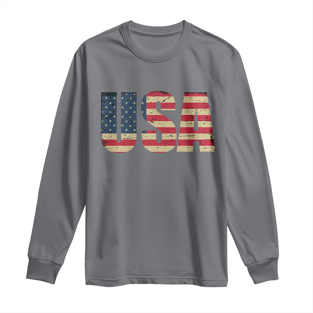 USA American Flag Long Sleeve Shirt Retro Vintage Patriotic