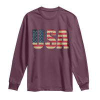 USA American Flag Long Sleeve Shirt Retro Vintage Patriotic