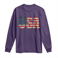 USA American Flag Long Sleeve Shirt Retro Vintage Patriotic