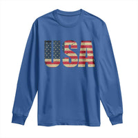 USA American Flag Long Sleeve Shirt Retro Vintage Patriotic