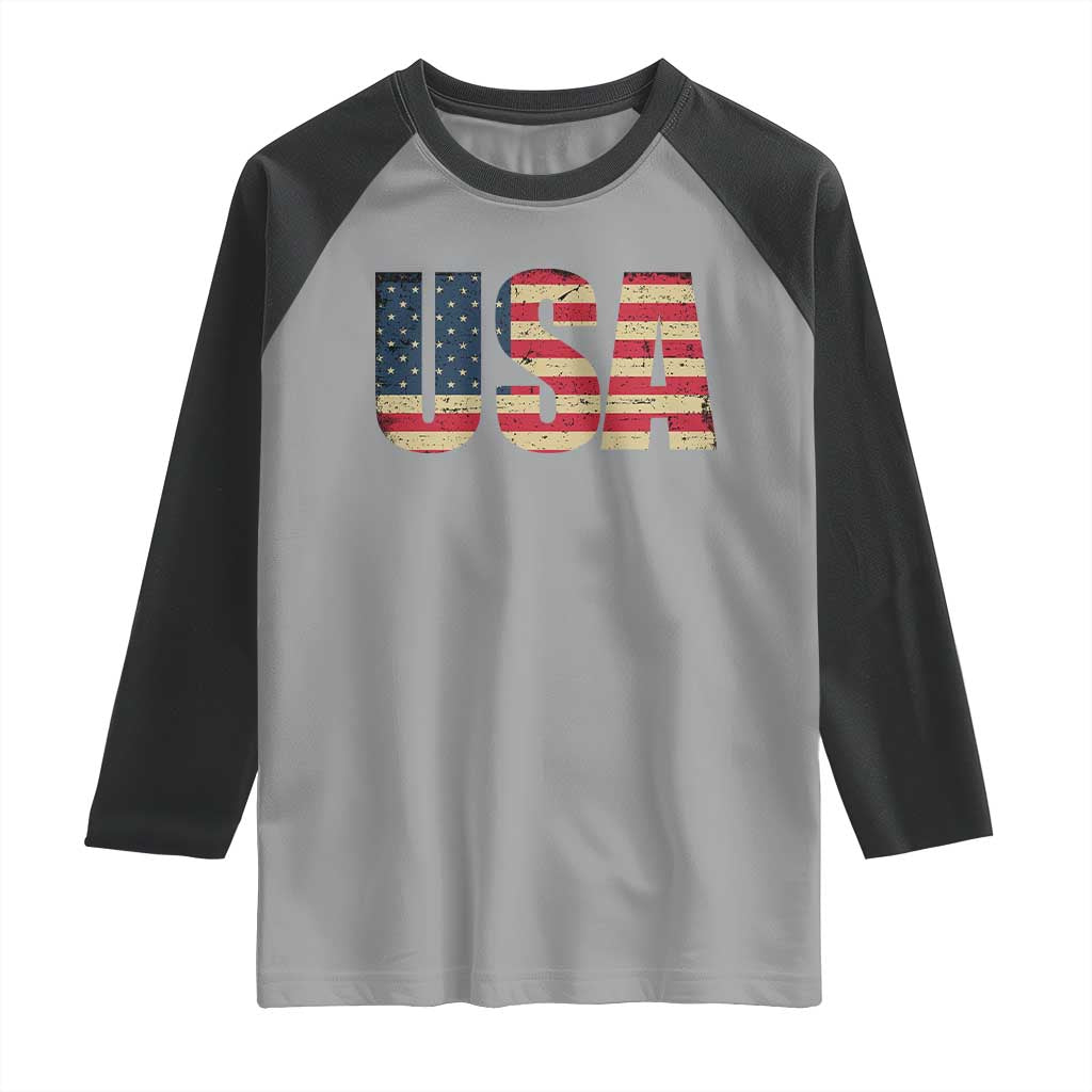 USA American Flag Raglan Shirt Retro Vintage Patriotic