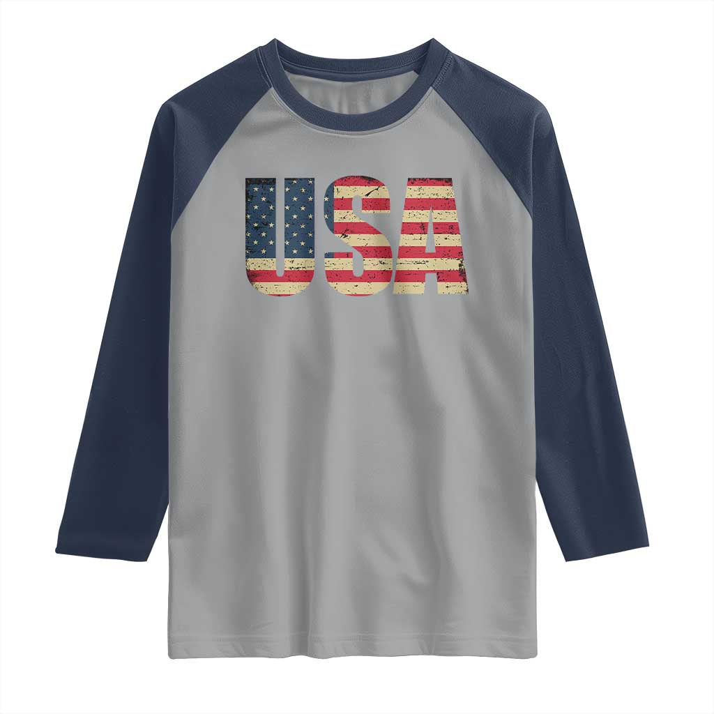 USA American Flag Raglan Shirt Retro Vintage Patriotic