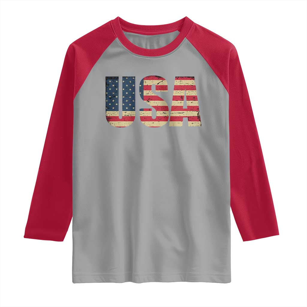 USA American Flag Raglan Shirt Retro Vintage Patriotic