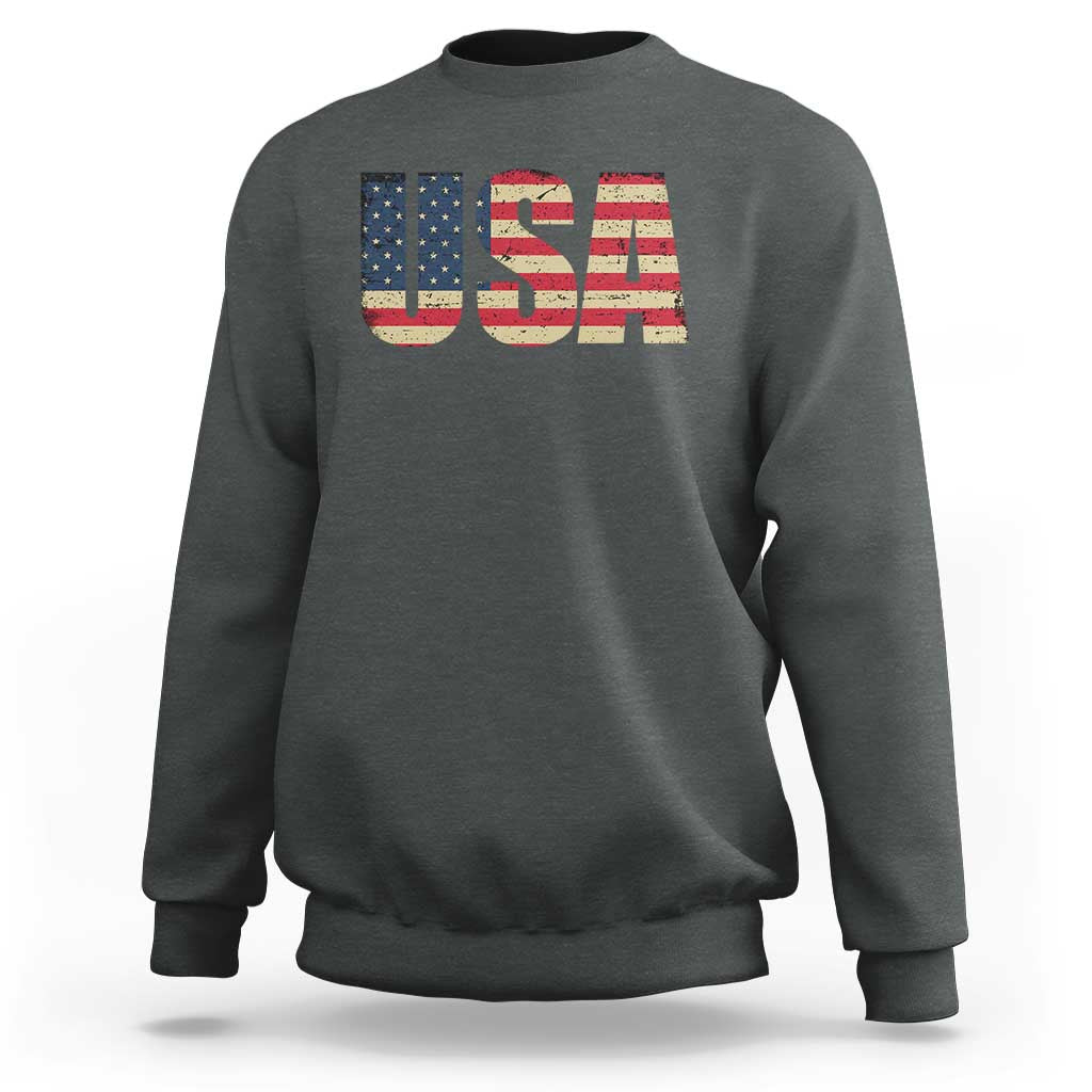 USA American Flag Sweatshirt Retro Vintage Patriotic