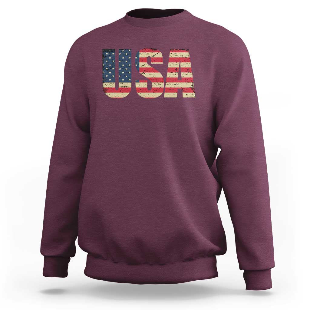 USA American Flag Sweatshirt Retro Vintage Patriotic