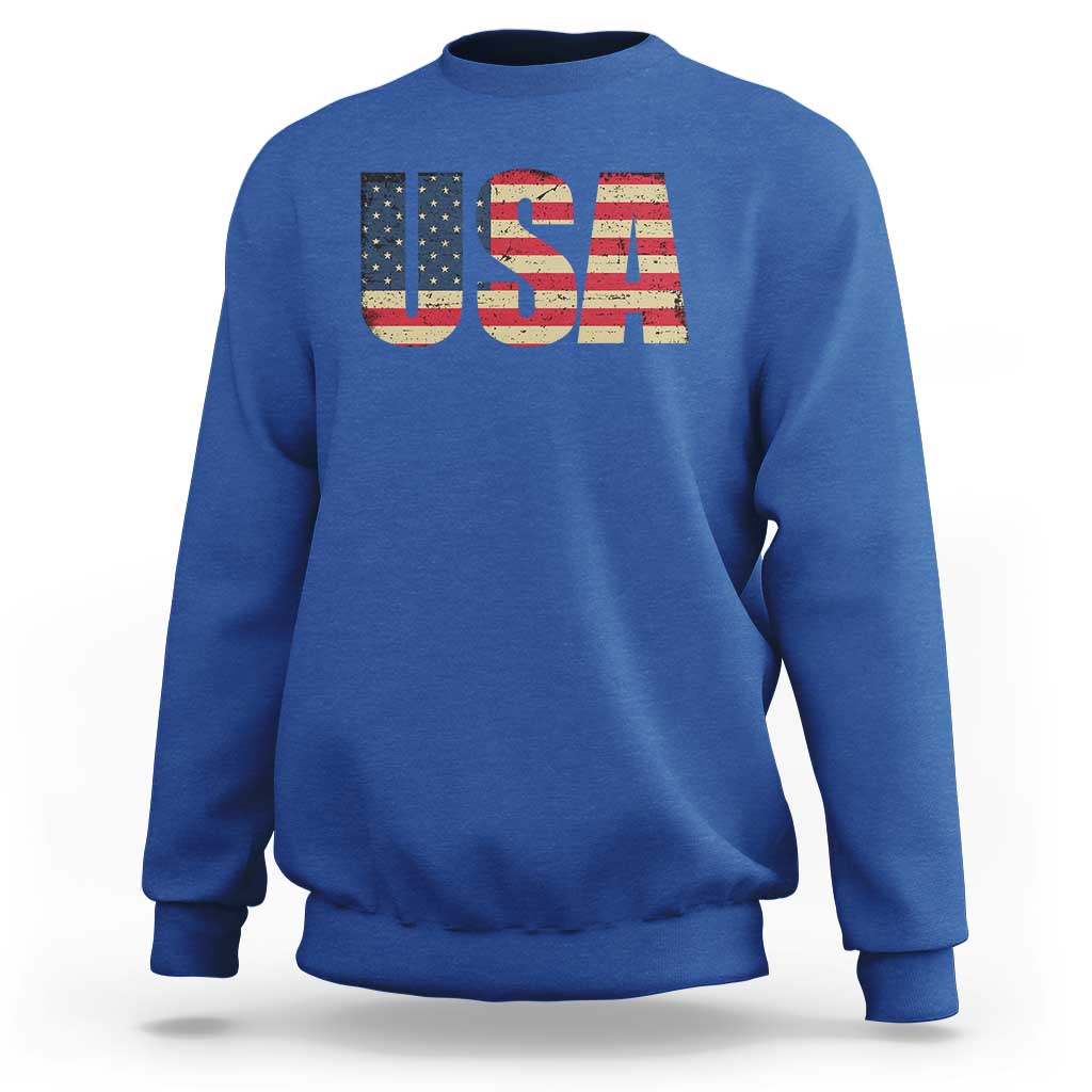 USA American Flag Sweatshirt Retro Vintage Patriotic