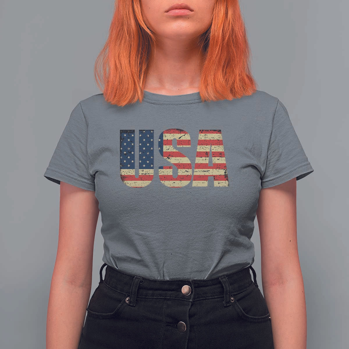 USA American Flag T Shirt For Women Retro Vintage Patriotic