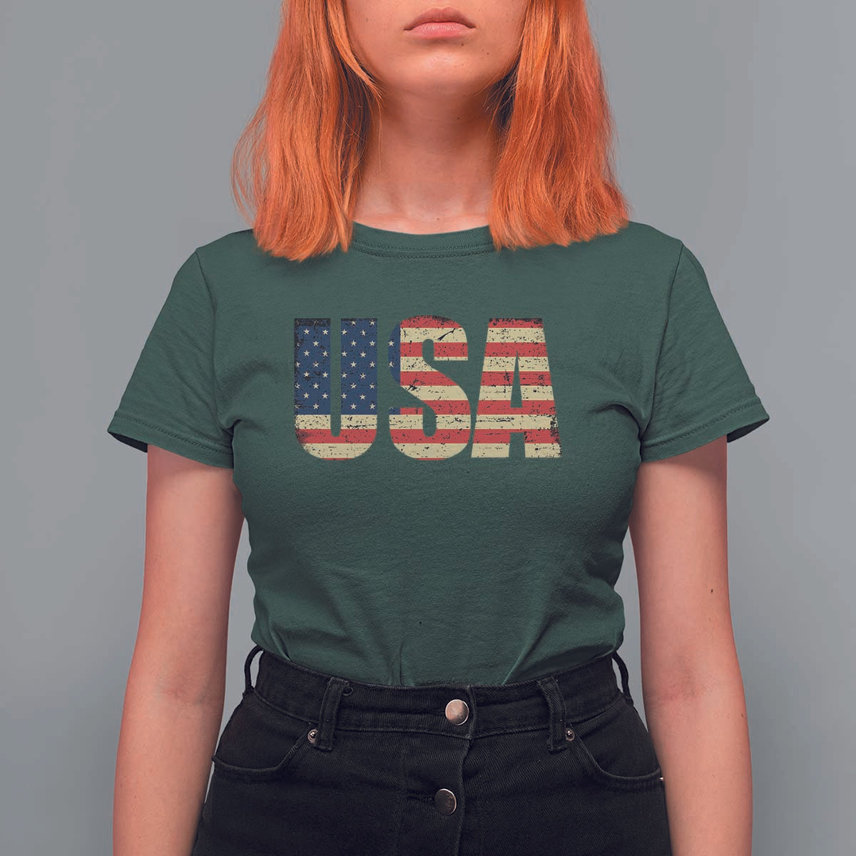 USA American Flag T Shirt For Women Retro Vintage Patriotic