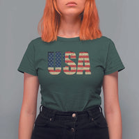 USA American Flag T Shirt For Women Retro Vintage Patriotic