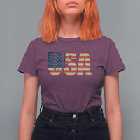 USA American Flag T Shirt For Women Retro Vintage Patriotic