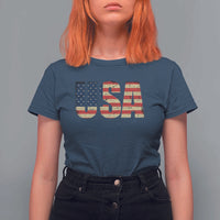 USA American Flag T Shirt For Women Retro Vintage Patriotic