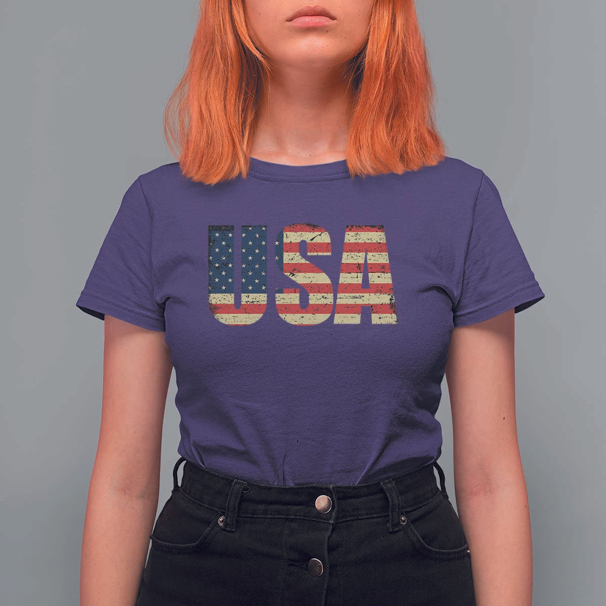 USA American Flag T Shirt For Women Retro Vintage Patriotic