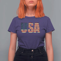 USA American Flag T Shirt For Women Retro Vintage Patriotic