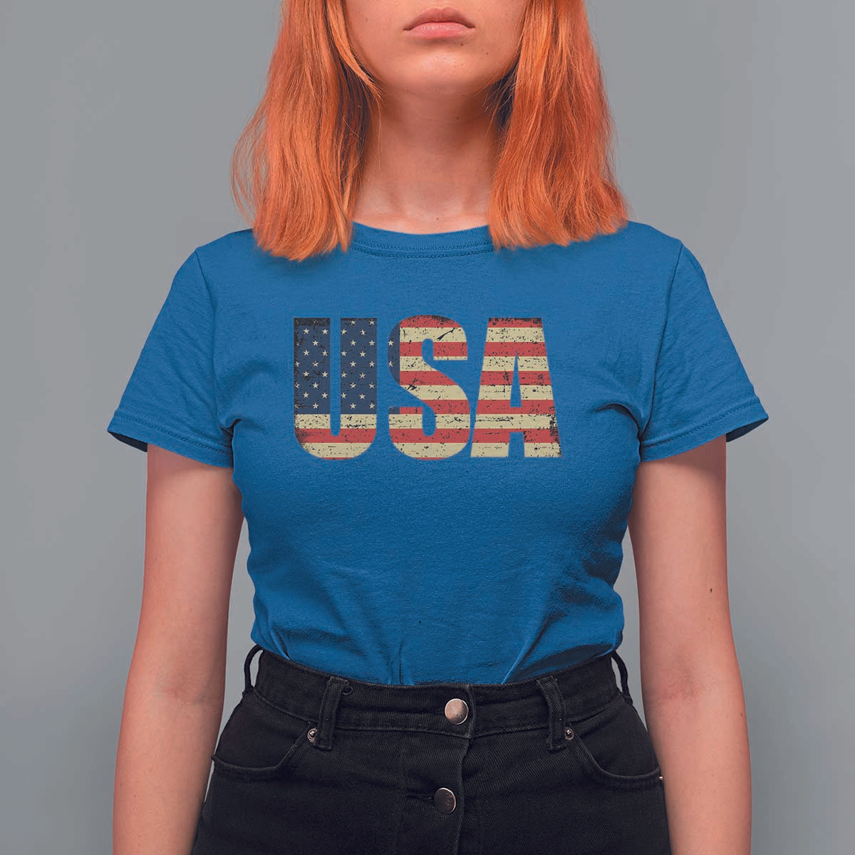 USA American Flag T Shirt For Women Retro Vintage Patriotic