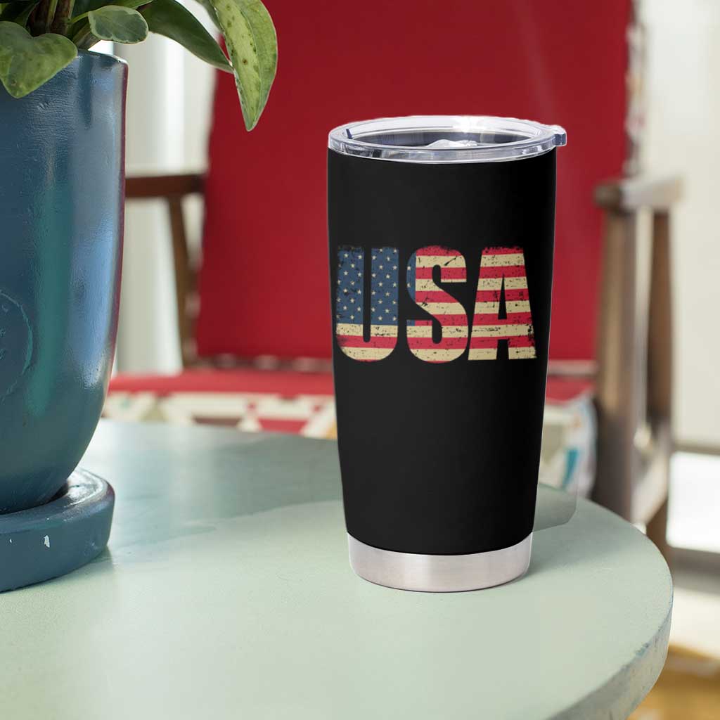 USA American Flag Tumbler Cup Retro Vintage Patriotic