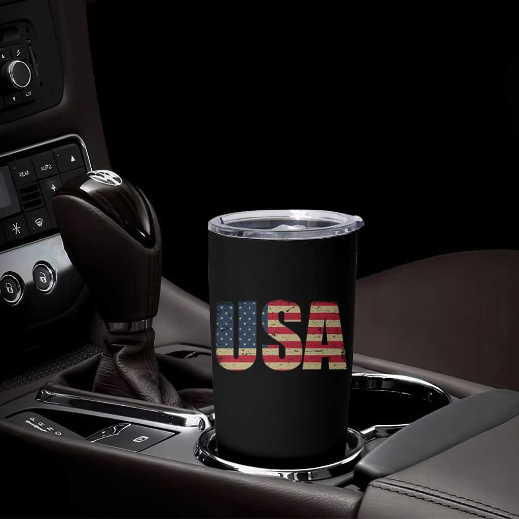 USA American Flag Tumbler Cup Retro Vintage Patriotic
