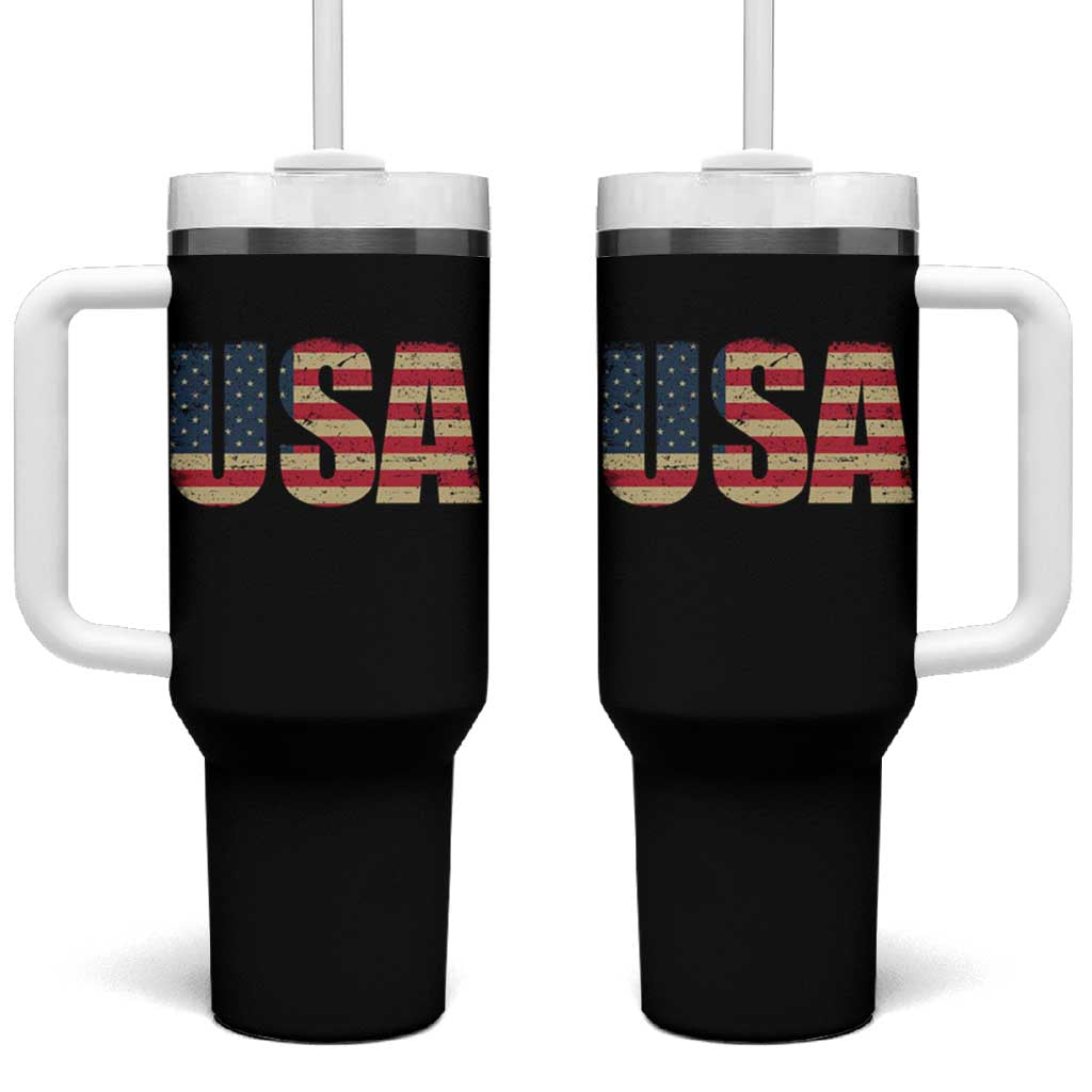 USA American Flag Tumbler With Handle Retro Vintage Patriotic