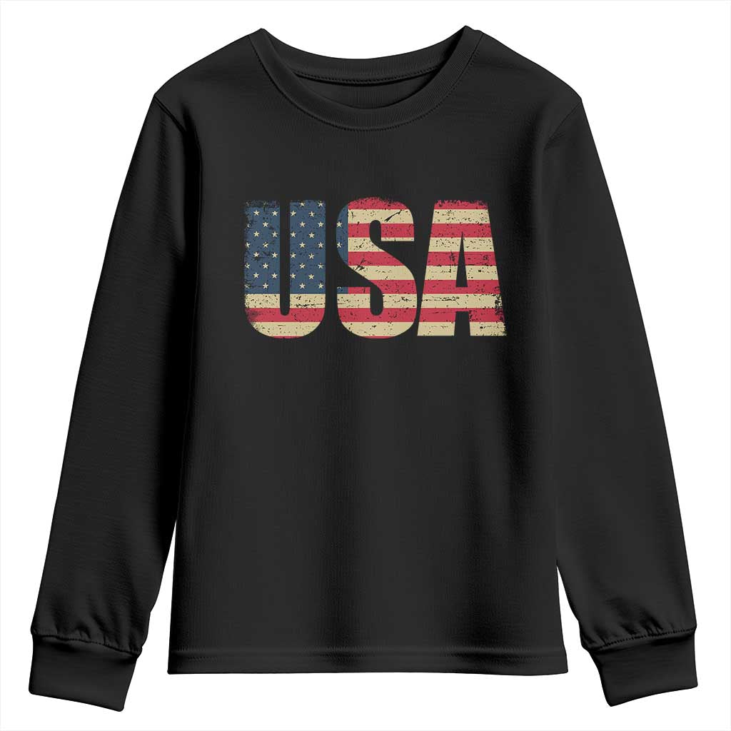 USA American Flag Youth Sweatshirt Retro Vintage Patriotic