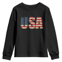 USA American Flag Youth Sweatshirt Retro Vintage Patriotic