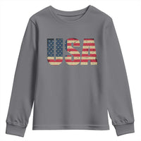 USA American Flag Youth Sweatshirt Retro Vintage Patriotic