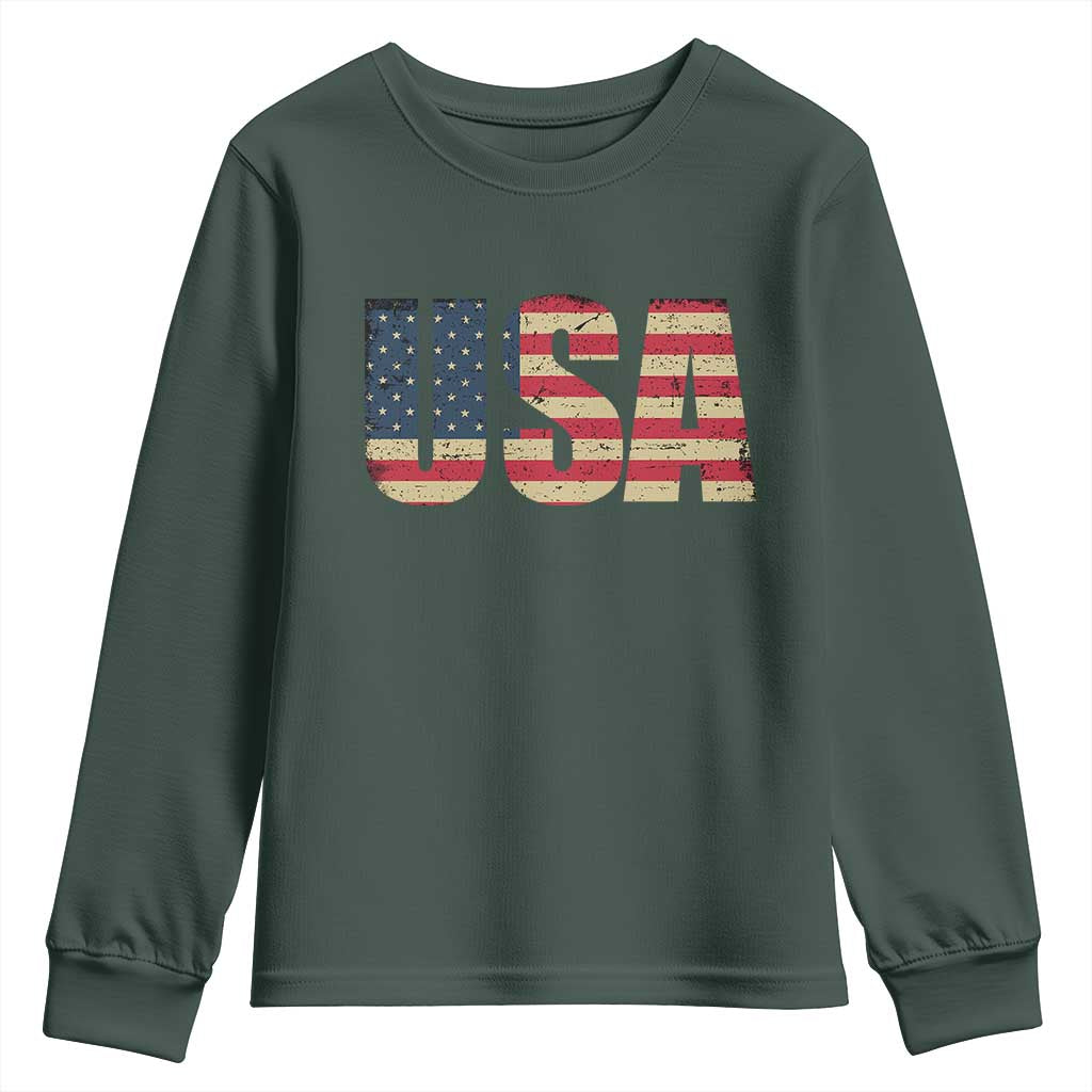 USA American Flag Youth Sweatshirt Retro Vintage Patriotic