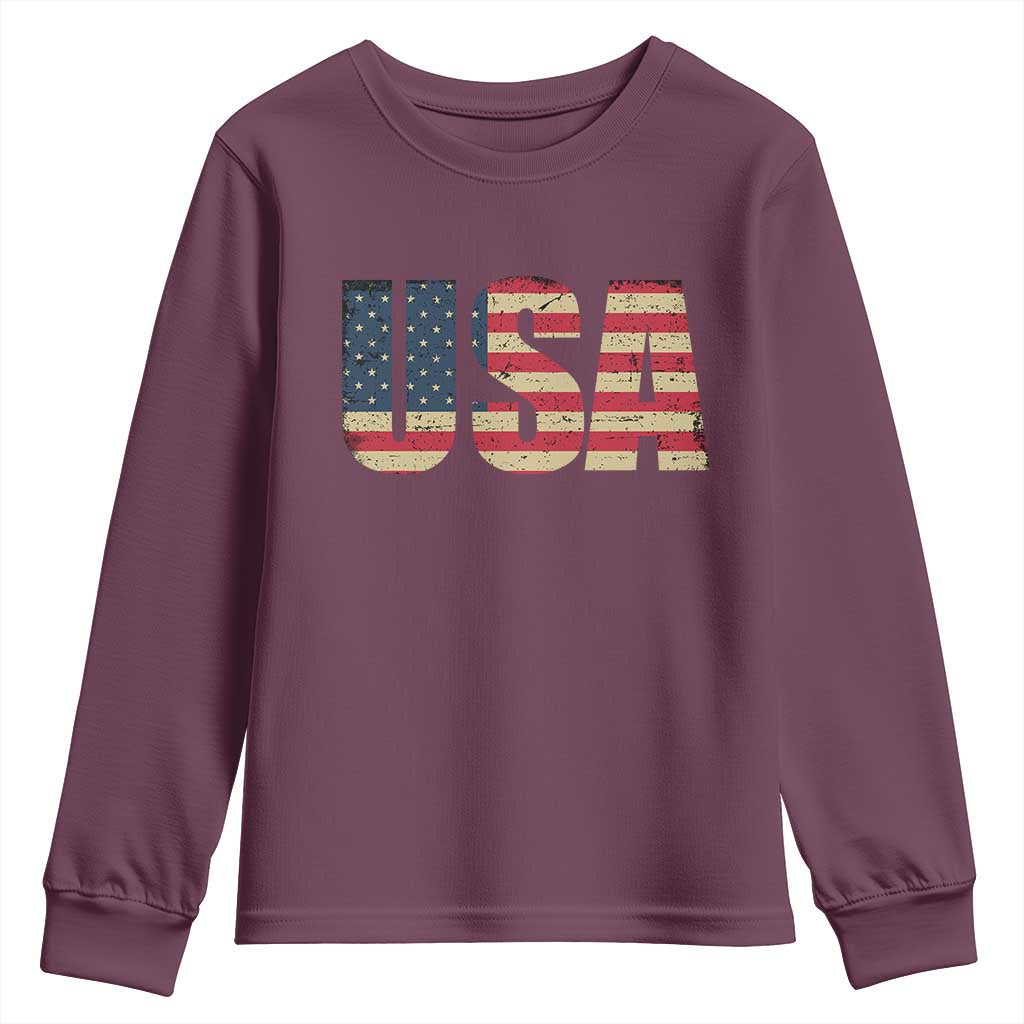 USA American Flag Youth Sweatshirt Retro Vintage Patriotic