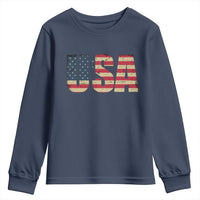 USA American Flag Youth Sweatshirt Retro Vintage Patriotic