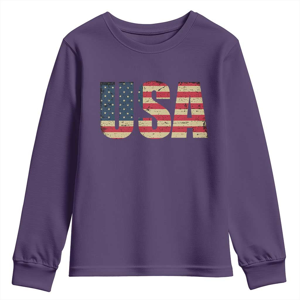 USA American Flag Youth Sweatshirt Retro Vintage Patriotic