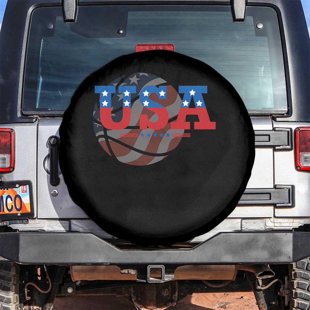 Basketball Spare Tire Cover USA Patriotic American Flag Stars and Stripes Team Sport Fan