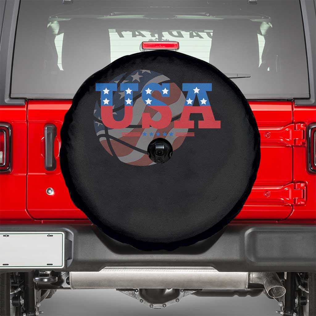 Basketball Spare Tire Cover USA Patriotic American Flag Stars and Stripes Team Sport Fan