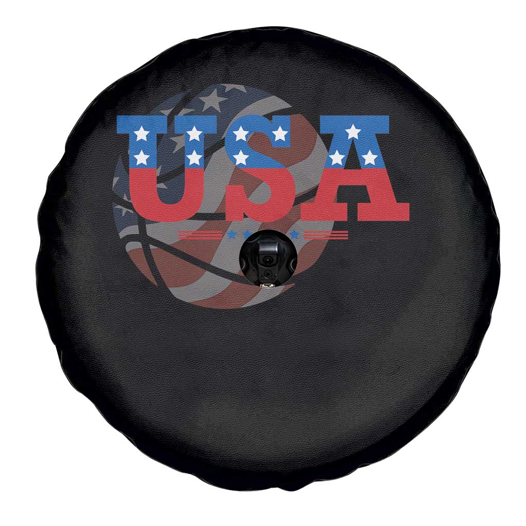 Basketball Spare Tire Cover USA Patriotic American Flag Stars and Stripes Team Sport Fan