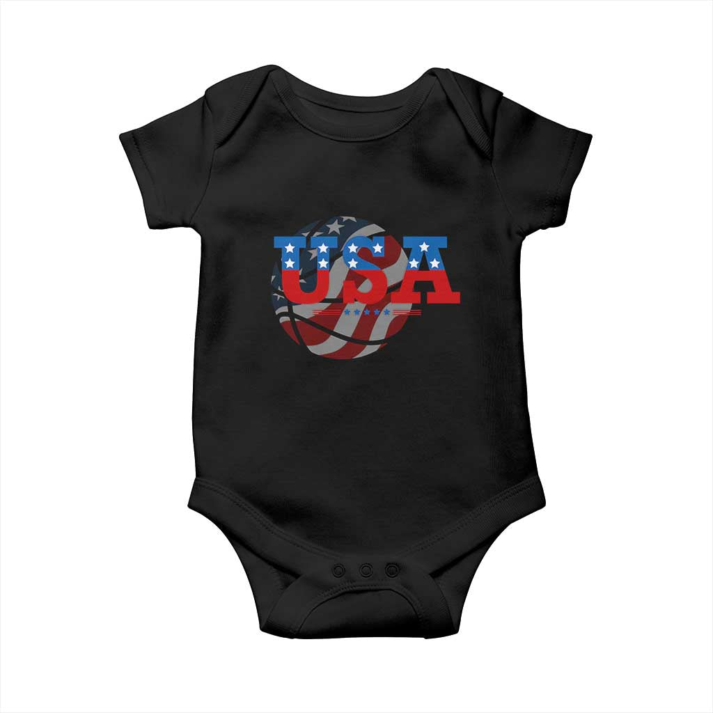 Basketball Baby Onesie USA Patriotic American Flag Stars and Stripes Team Sport Fan