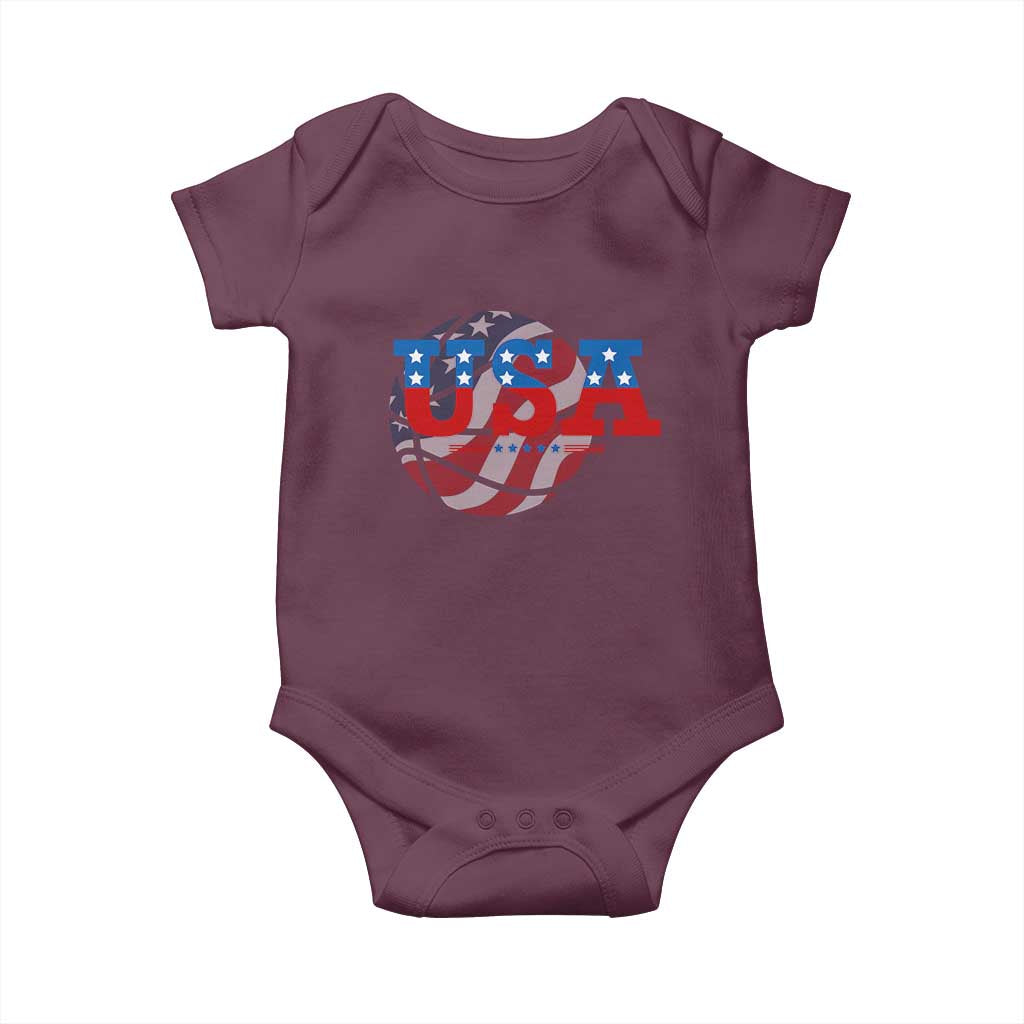 Basketball Baby Onesie USA Patriotic American Flag Stars and Stripes Team Sport Fan