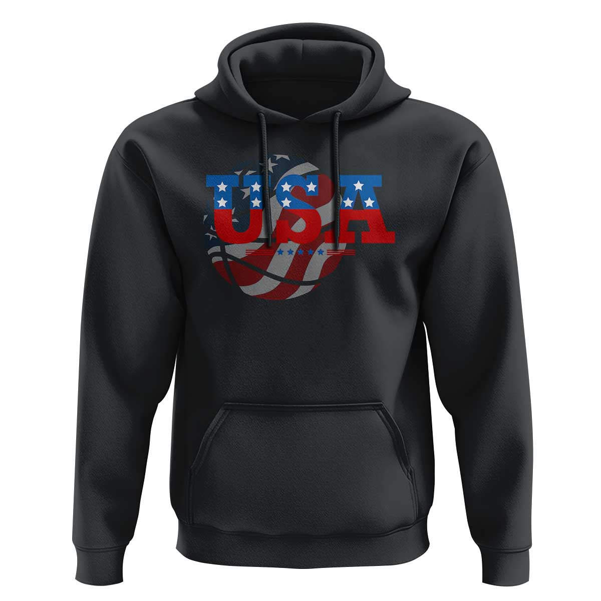 USA Basketball Hoodie Patriotic American Flag Stars and Stripes Team Sport Fan