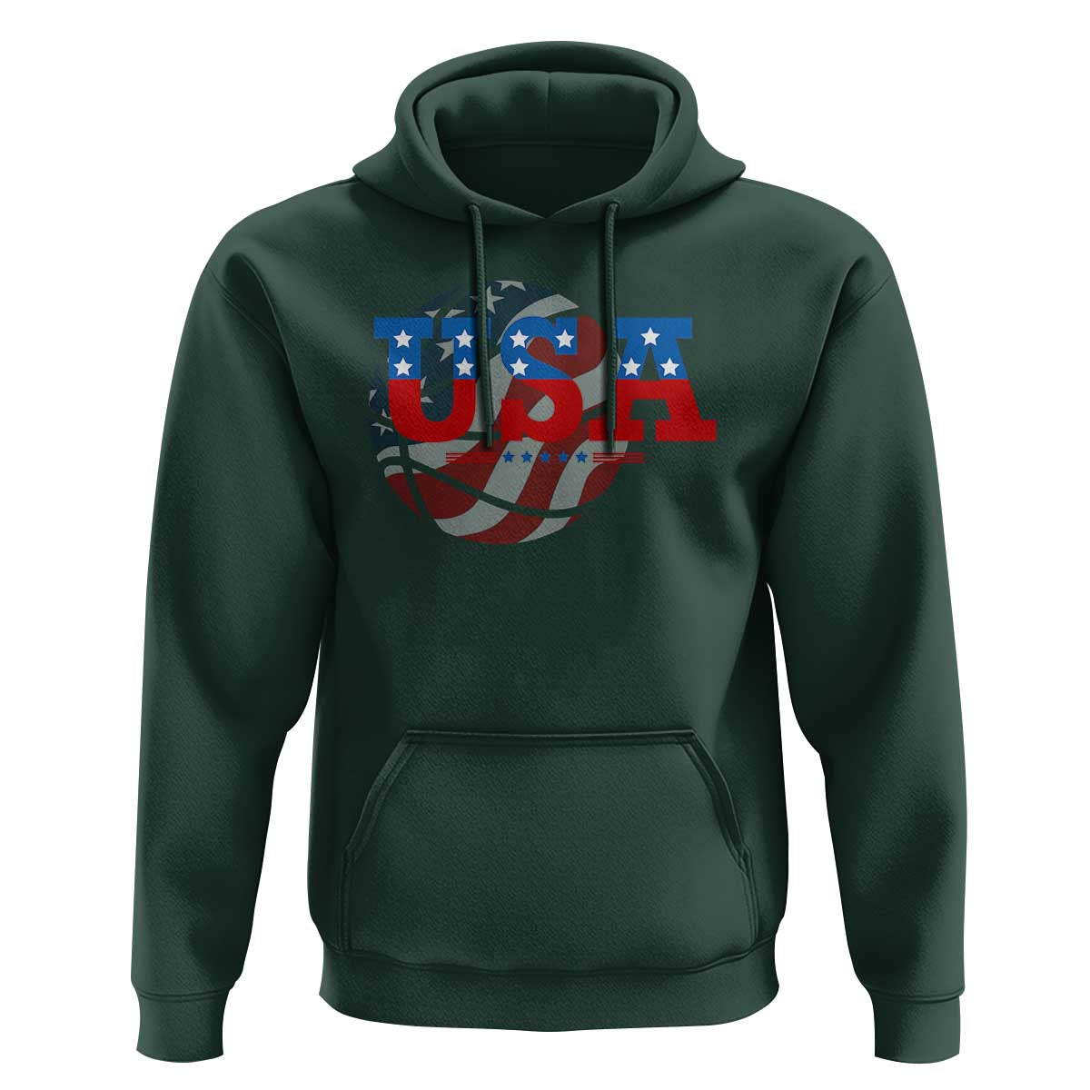 USA Basketball Hoodie Patriotic American Flag Stars and Stripes Team Sport Fan