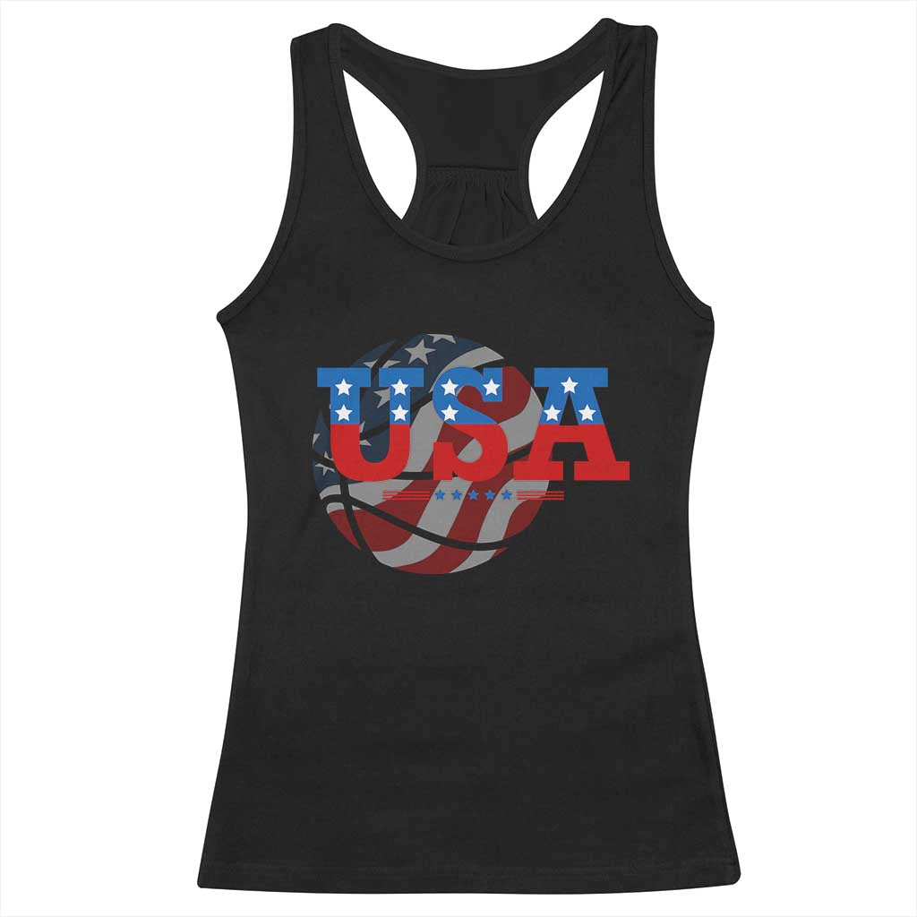 Basketball Racerback Tank Top USA Patriotic American Flag Stars and Stripes Team Sport Fan
