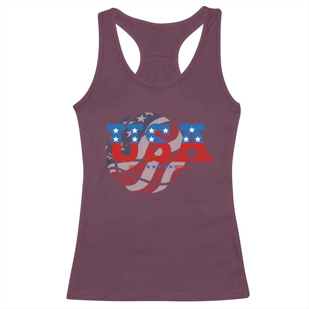 Basketball Racerback Tank Top USA Patriotic American Flag Stars and Stripes Team Sport Fan