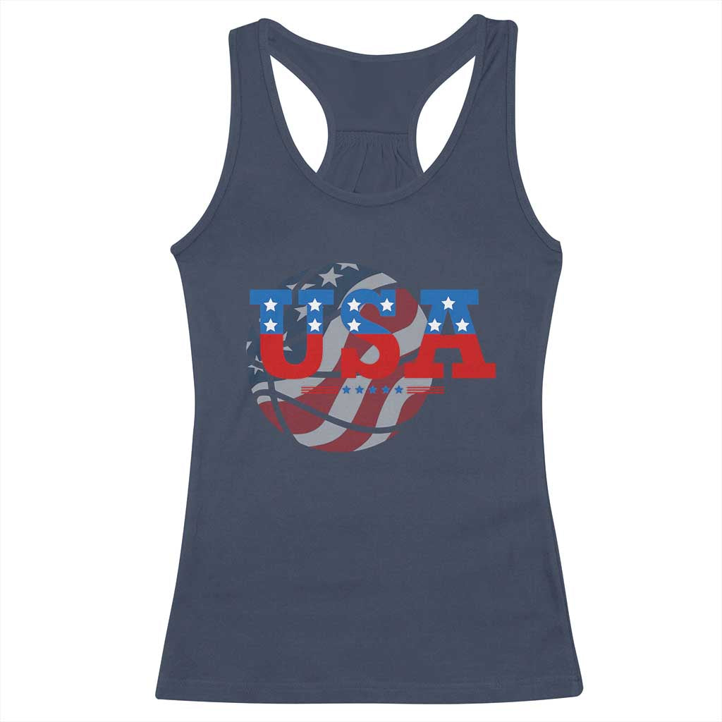Basketball Racerback Tank Top USA Patriotic American Flag Stars and Stripes Team Sport Fan