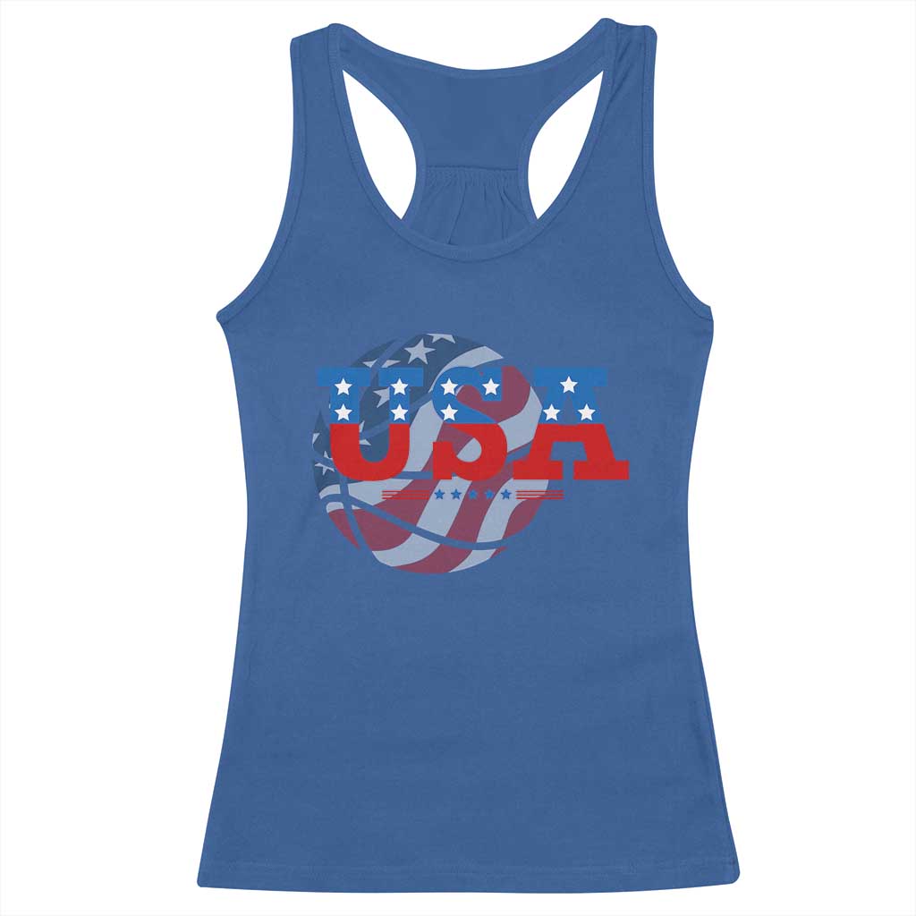 Basketball Racerback Tank Top USA Patriotic American Flag Stars and Stripes Team Sport Fan