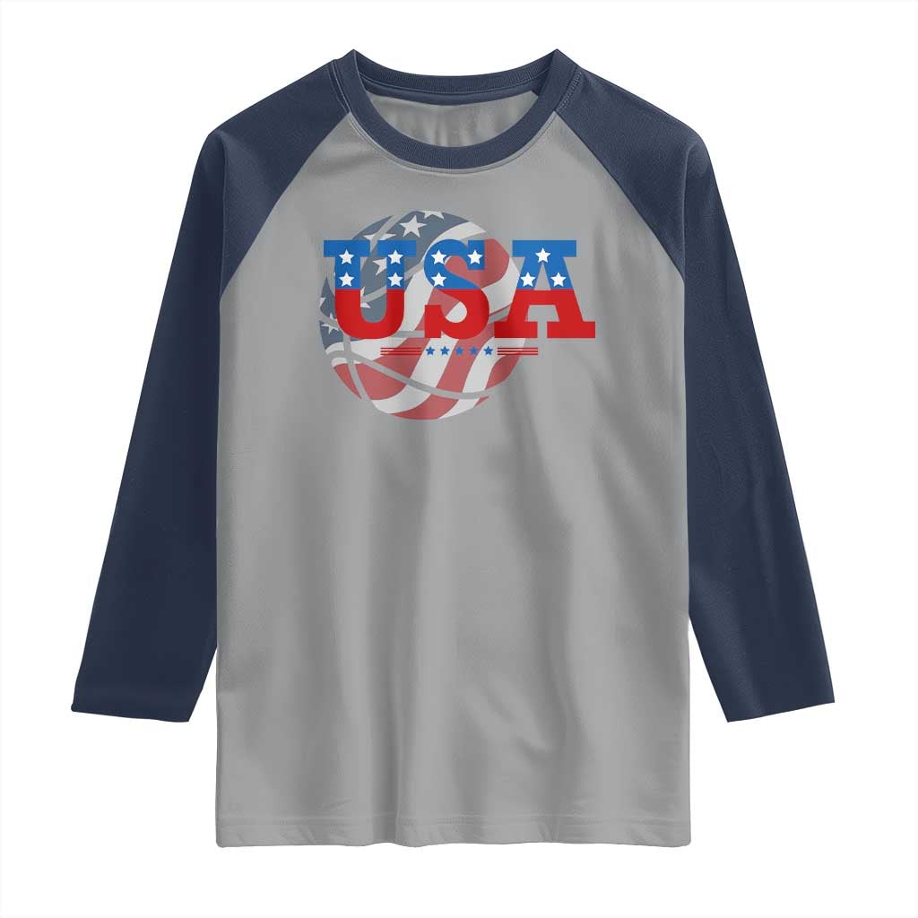 Basketball Raglan Shirt USA Patriotic American Flag Stars and Stripes Team Sport Fan