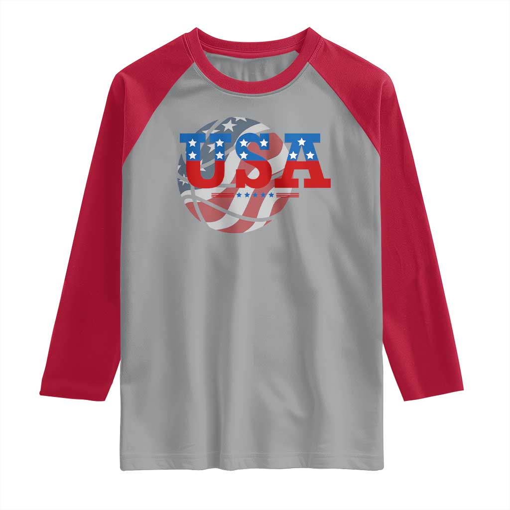 Basketball Raglan Shirt USA Patriotic American Flag Stars and Stripes Team Sport Fan
