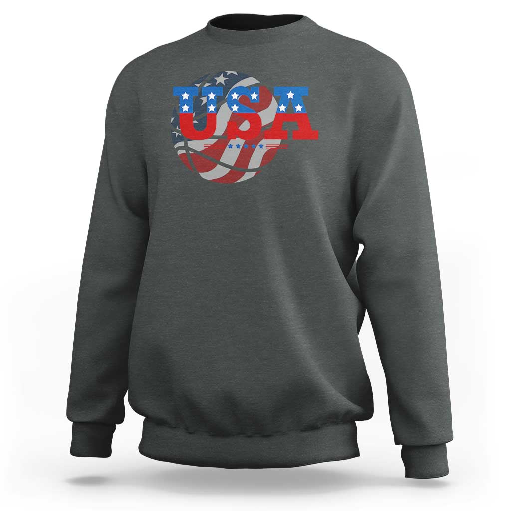 USA Basketball Sweatshirt Patriotic American Flag Stars and Stripes Team Sport Fan