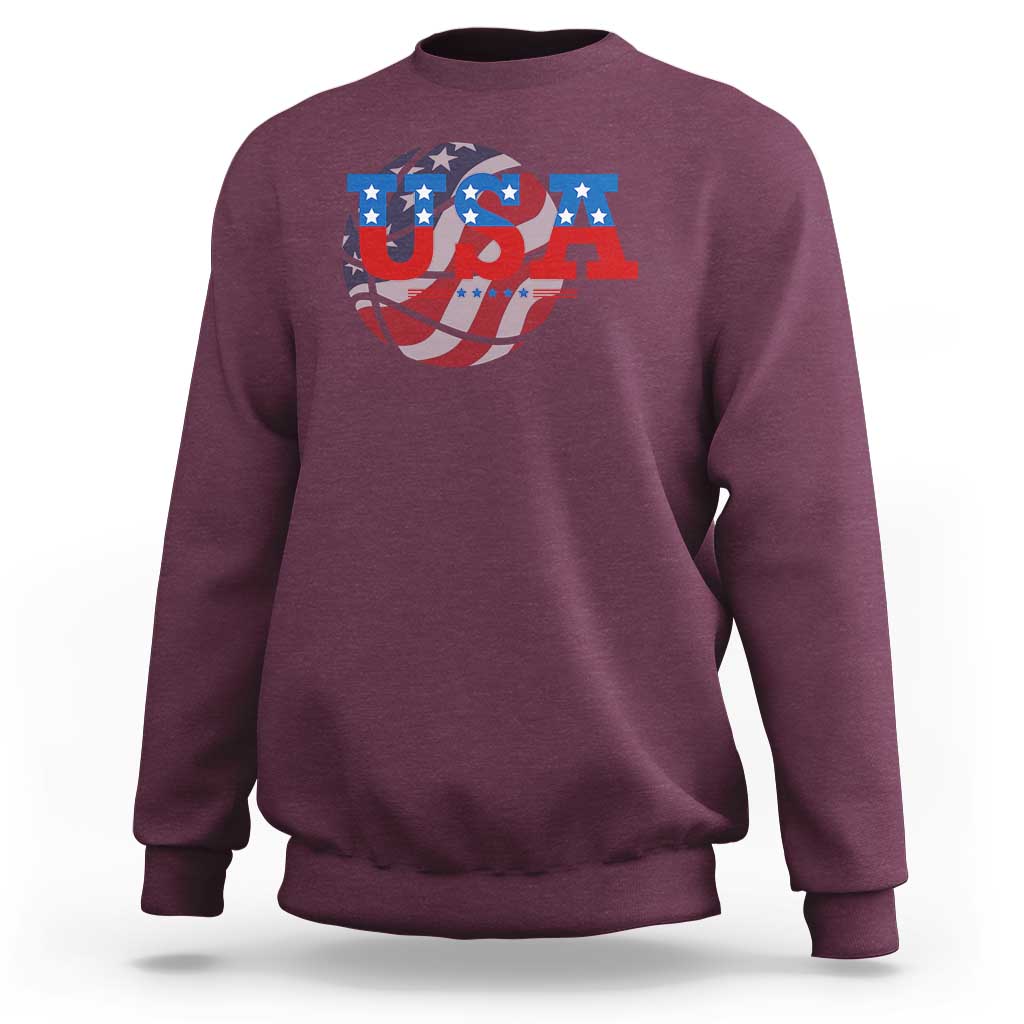 USA Basketball Sweatshirt Patriotic American Flag Stars and Stripes Team Sport Fan